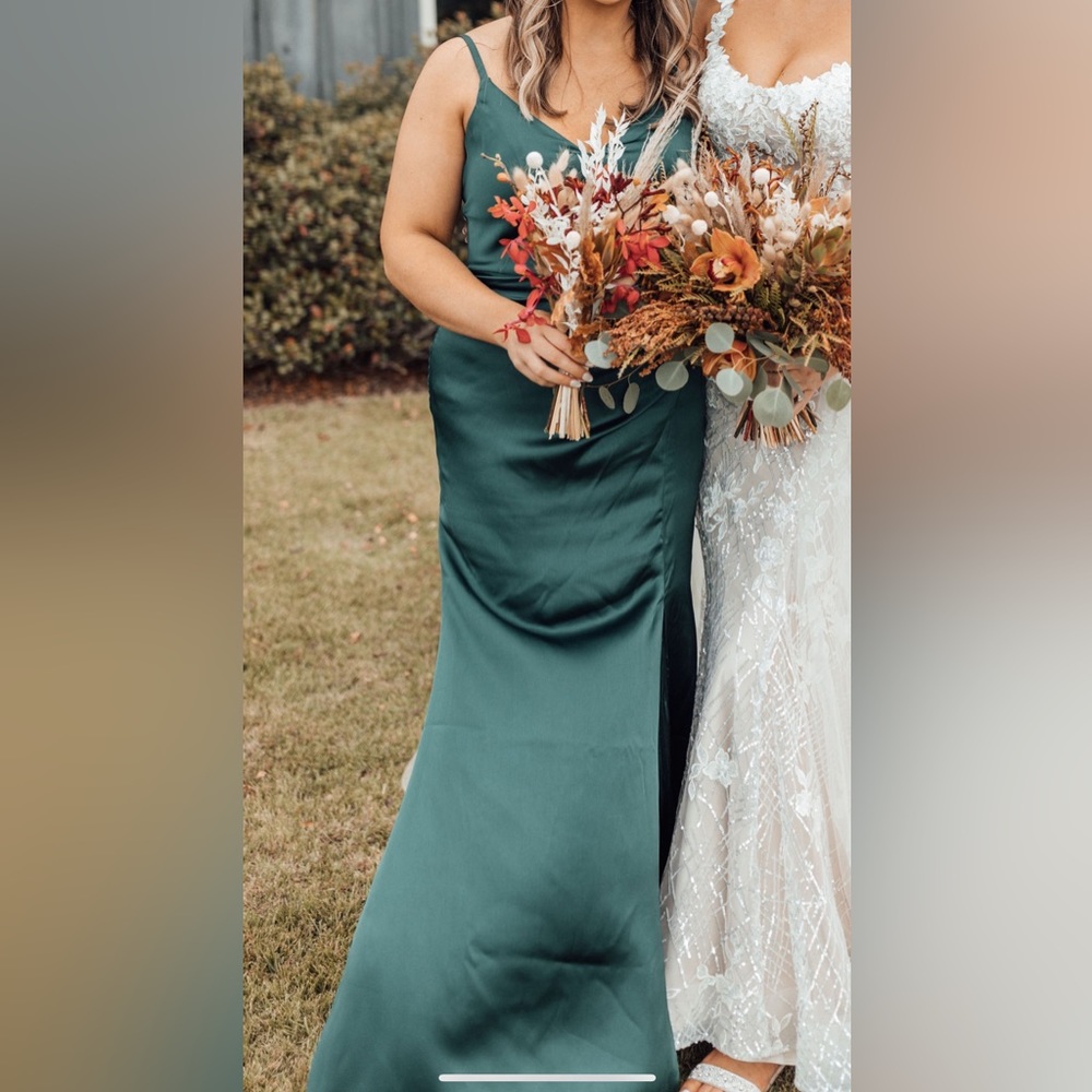 Revelry Bridesmaid Dress - Rory Satin Dress Color Emerald Size 10